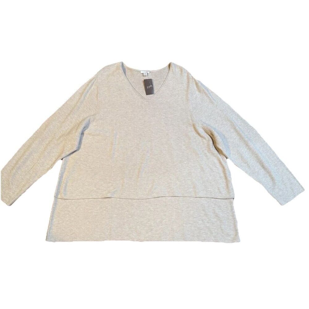 J. Jill Pure Classic V-Neck Sweater Women Plus Size 4X Double Layer Front NEW